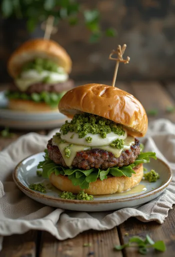 Italiensk hamburgare med pesto och mozzarella