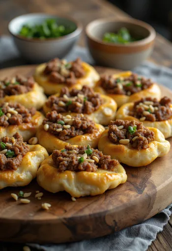 Sfiha serverad med färsk persilja och sallad