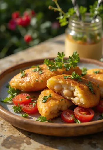 Acarajé med vinägrett dekorerad med färsk koriander