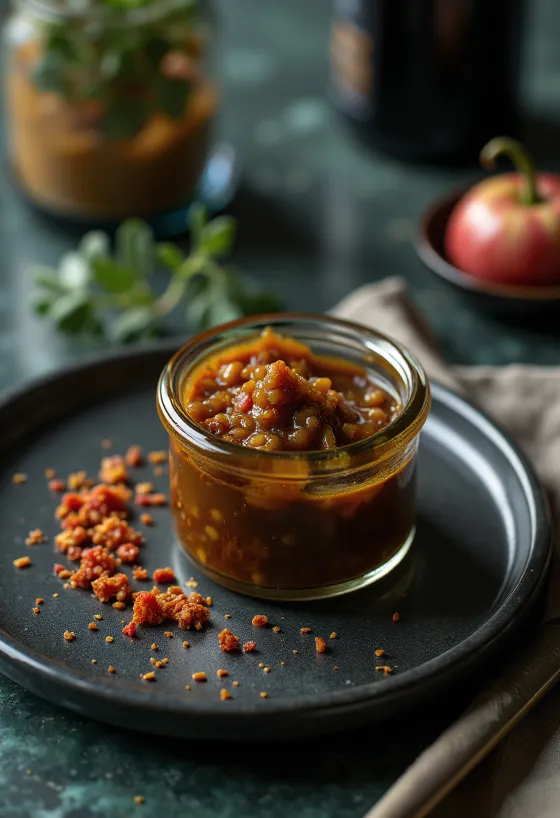 Balsamicosås med senap och chili serverad