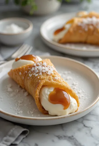 Cannoli med saltkaramell serverad
