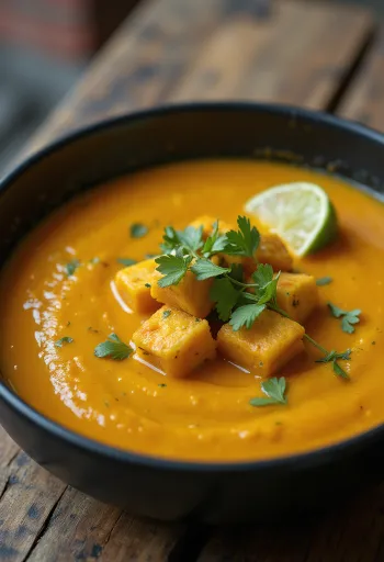 Pumpakräm med currytofu