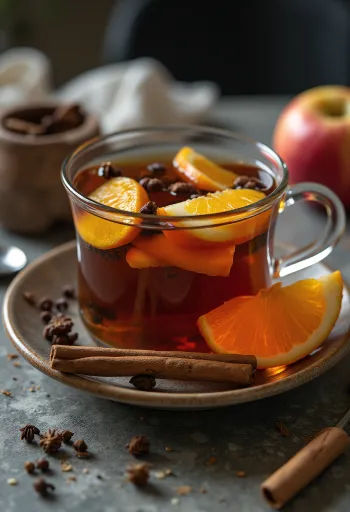 Äppel- och apelsinte serverat i glas