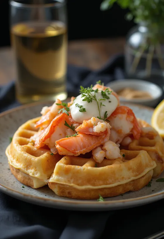 Våffla med hummersallad