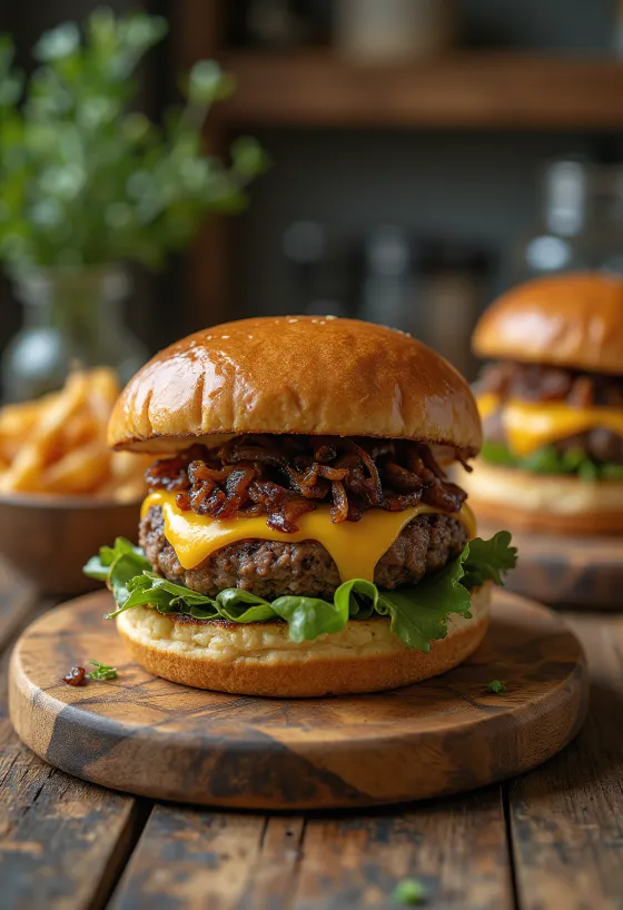 Hamburgare med Pepper Jack-ost, saftig köttbiff och smält Pepper Jack-ost