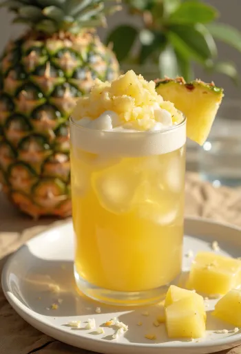 Ananas- och kokoscider serverad i glas