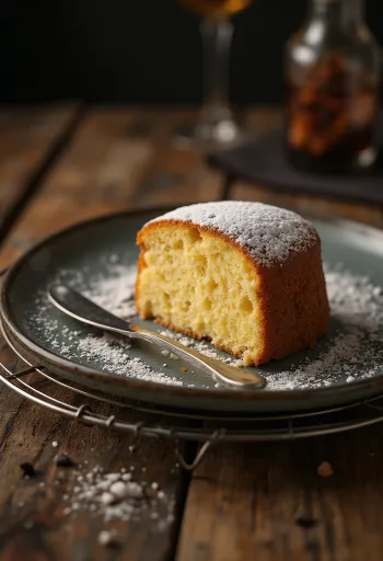 Kaka med brynt smör serverad i bitar