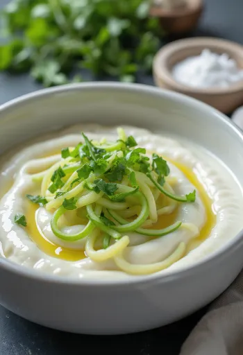Myntayoghurt serverad med grillat kött