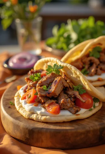 Lammgyros i pita med färsk tzatziki