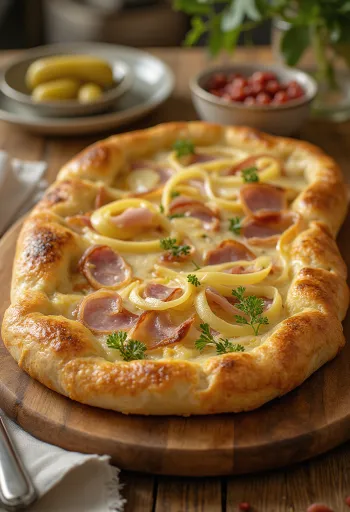 Nybakad Calzone med Purjolök och Skinka