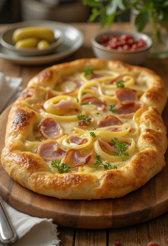 Nybakad Calzone med Purjolök och Skinka