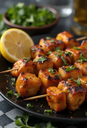 Tikka kebab i indisk stil serverad