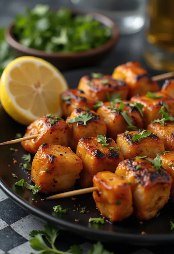 Tikka kebab i indisk stil serverad