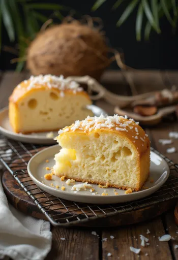 Kokossockerkaka på ett fat