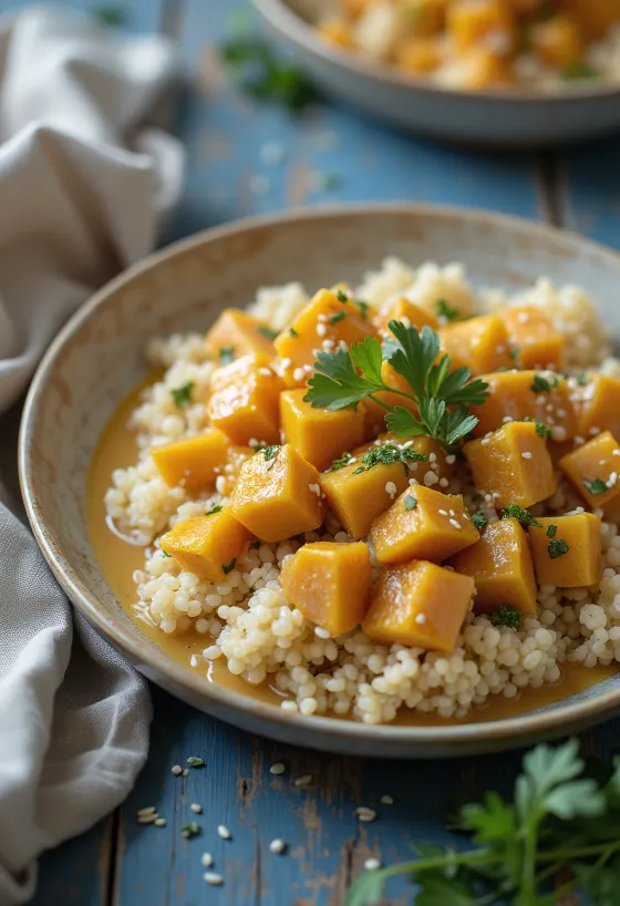 Pumpa- och quinoacurry med tahini