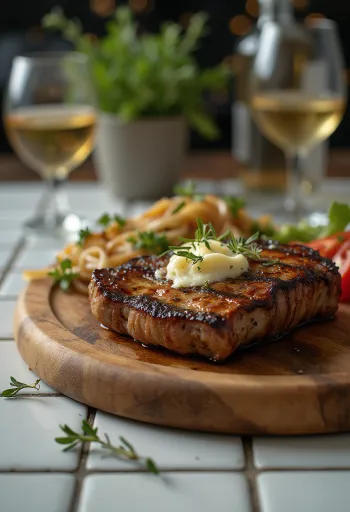 Grillad kängurufilé serverad med rostade grönsaker