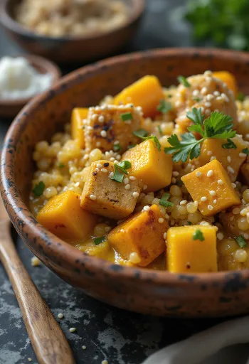 Pumpa- och quinoacurry med tofu