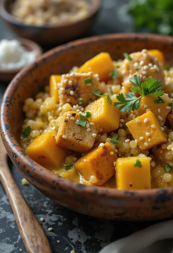 Pumpa- och quinoacurry med tofu