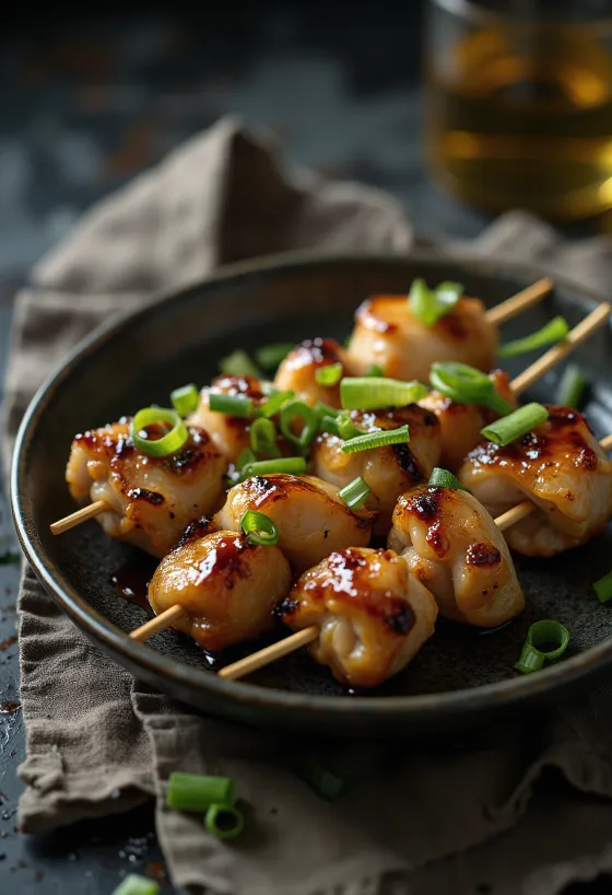 Yakitori kycklingspett serverade