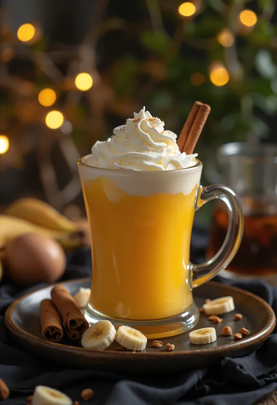 Banan- och mangocider serverad i glas