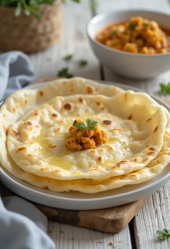 Nylagat indiskt roti tunnbröd serverat