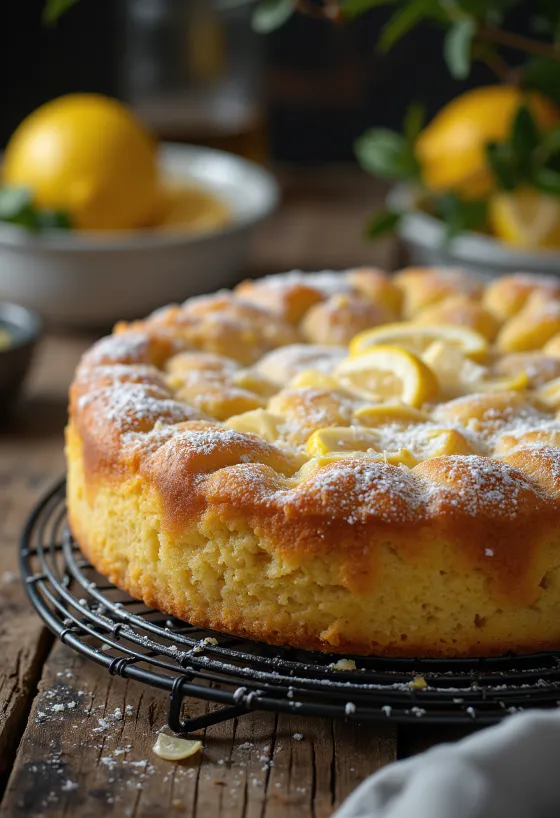 Citronkaka med mandelmjöl på fat