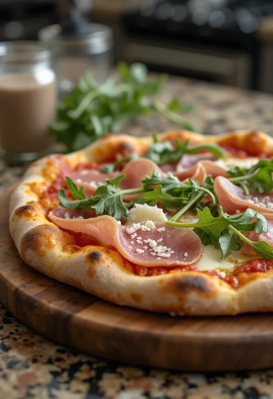 Pizza con Speck e Rucola med speckskinka och färsk ruccola