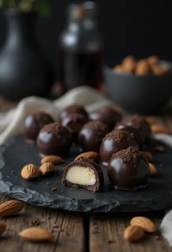 Marsipanpraliner på ett fat