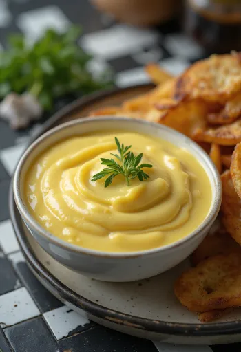 Senaps- och vitlökssås i en liten skål