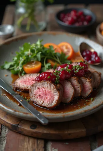 Grillad strutsfilé serverad med färsk sallad