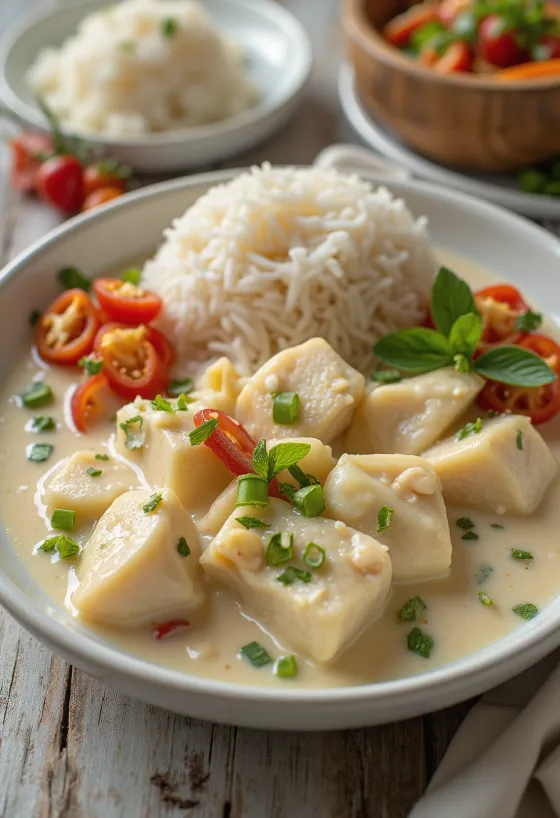 Fisk Bicol express i krämig sås