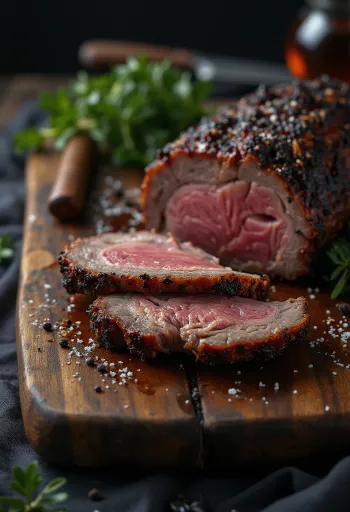 BBQ oxbringa serverad riven i bitar och med pommes frites