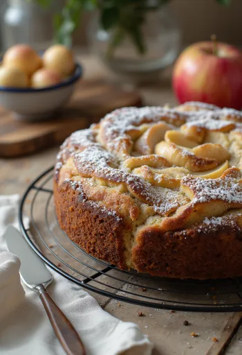 Vallmo- och äppelkaka på fat