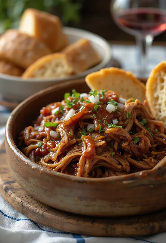 BBQ pulled pork serverad i färskt bröd med surkål