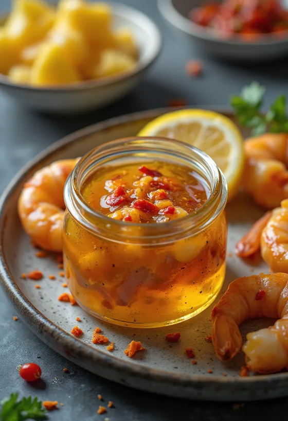 BBQ-marinad till skaldjur i en skål