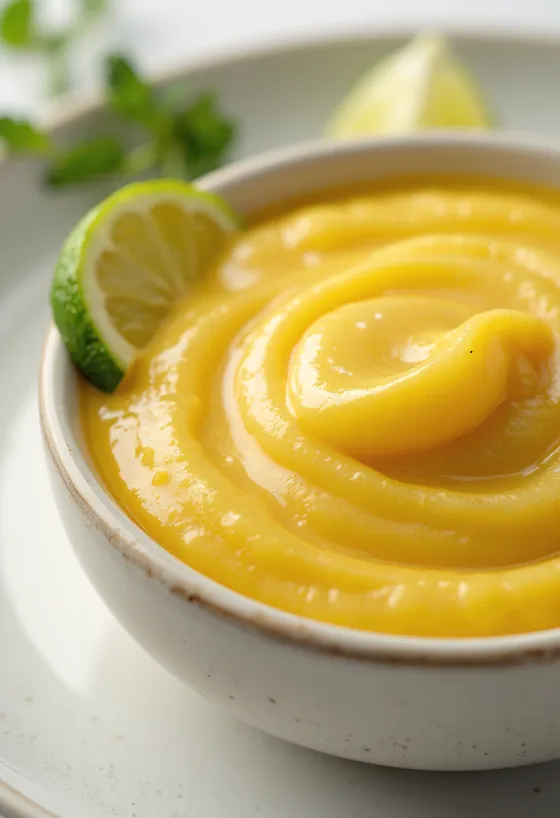 Curry-, lime- och ingefärssås serverad