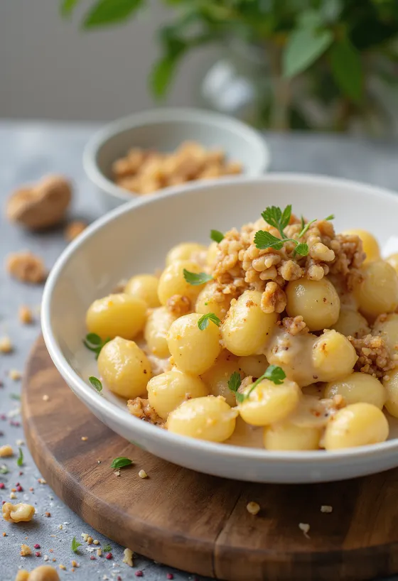 Serverad gnocchi med valnötter