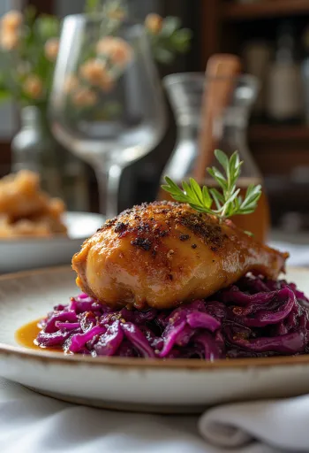 Ankår serverad med bräserad rödkål