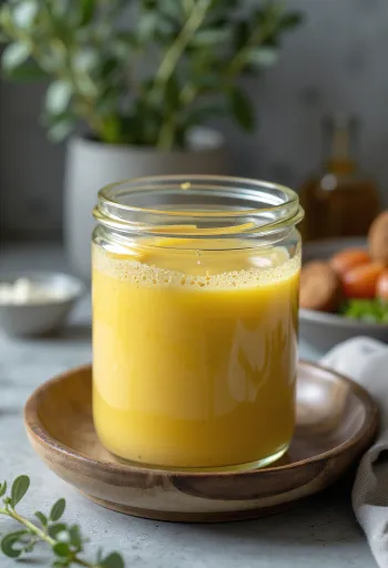 Honungs- och dijonsås i en liten skål