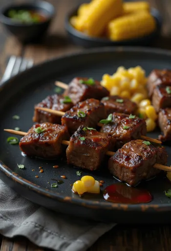 Anticuchos peruanska grillspett serverade