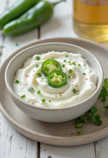 Jalapeño- och dillsås med gräddfil serverad