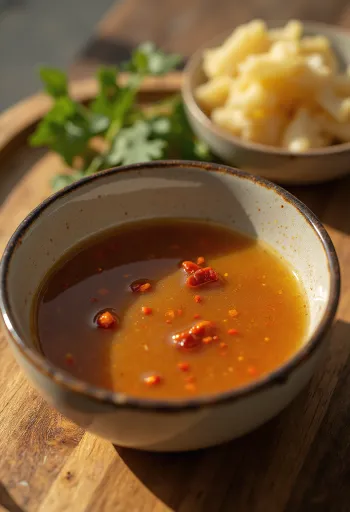 Honungs- och ingefärssås i en liten skål