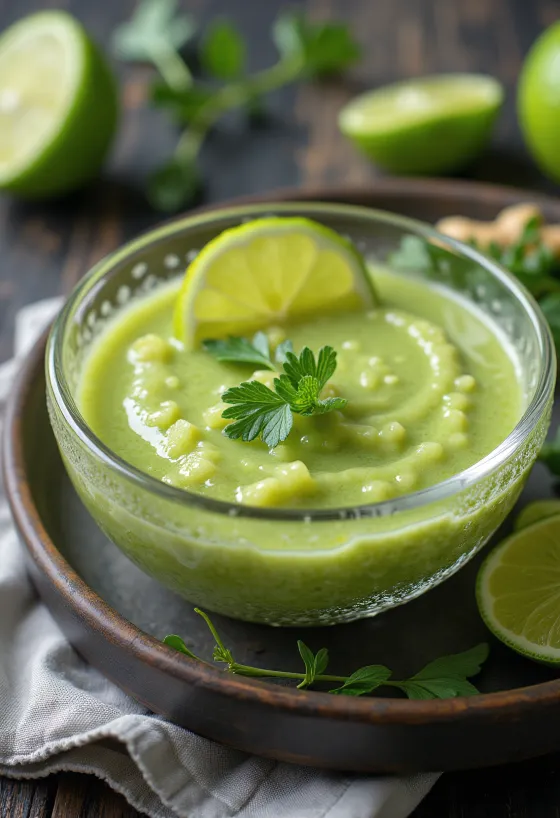 Rosmarin-, lime- och ingefärssås serverad