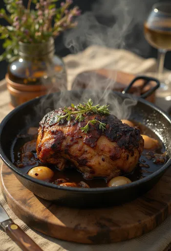 Ugnsstekt buffelkött med rosmarin och rött vin