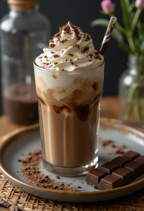 Isig chokladfrappé med vispgrädde