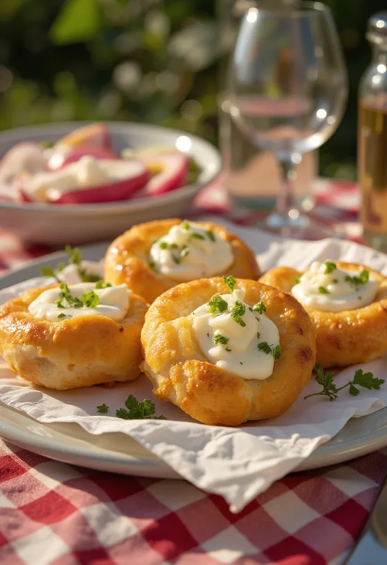 Tiganopsomo garnerad med fetaost och mynta