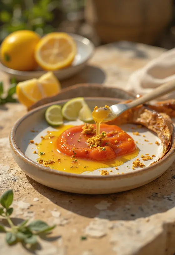 Honungs- och limesås med rökt paprika serverad