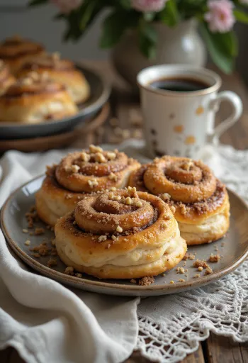 Kanelbullar med hasselnötter, nybakade