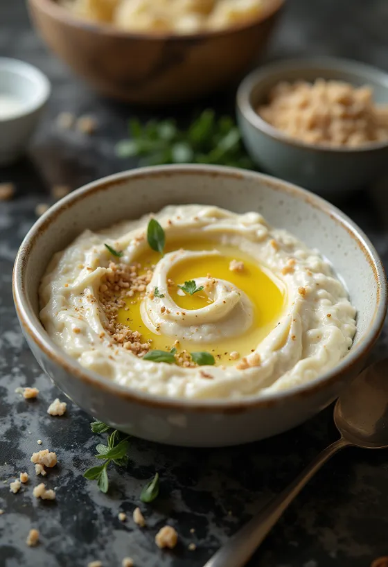 Auberginedip med tahini serverad