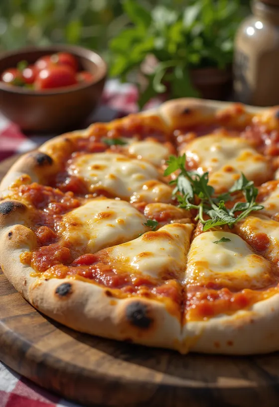 Pizza i turkmensk stil serverad med lokal tomatsås